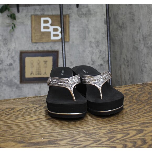 NWT Guess Womens Sarraly Flip-Flop Platform Rhinestone Disco GWSARRALY4 Black 8M - Picture 7 of 11